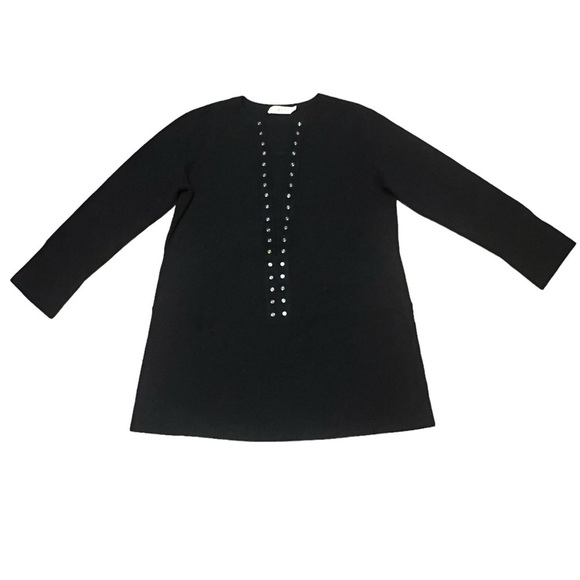 Tory Burch Yessica black 100% merino wool tunic sweater - Picture 2 of 10